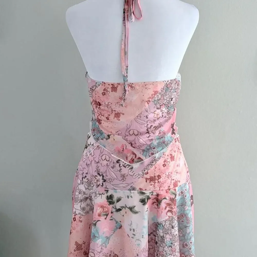 Y2K Fairycore Cottagecore Halter Top & Mini Skirt Set Coquette Boho Festival